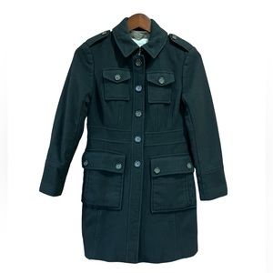Banana Republic Italian Fabric Wool Peacoat Pea Coat Jacket Winter Black Gray S